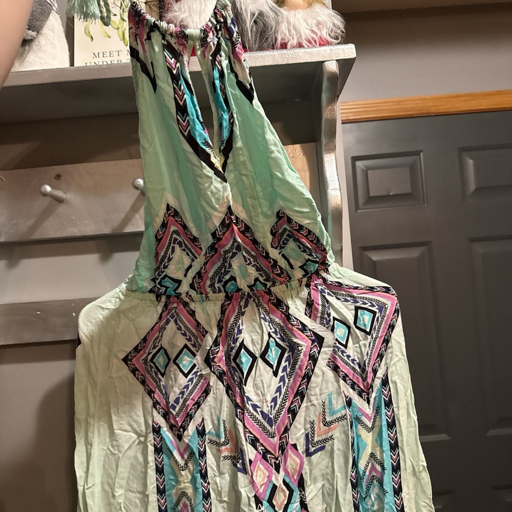 No Boundaries Mint and Pink Backless Dress